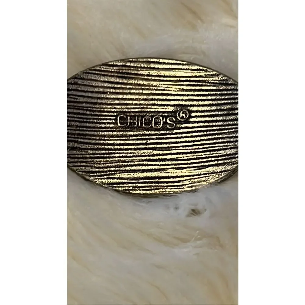 Chico's statement belt mixed-metal design oval-shaped cabochons dark blue